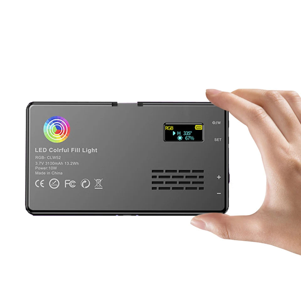 Pannello LED BTFOOR – Luce video RGB con display LCD, CRI95+, temperatura colore 2500–9000K, attacco slitta fredda per vlogging, streaming live, DSLR