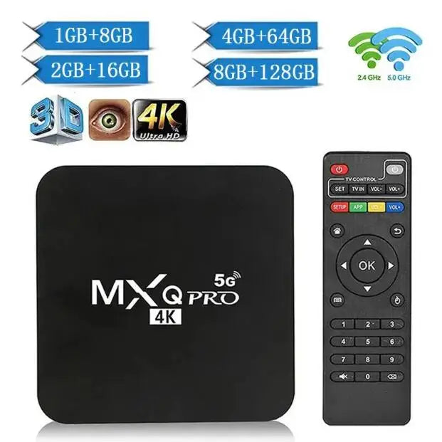 MXQ PRO 4K – Smart TV Box Android 10 con RK3228, WiFi dual-band, processore quad-core, riproduzione video 3D, lettore multimediale per home theater