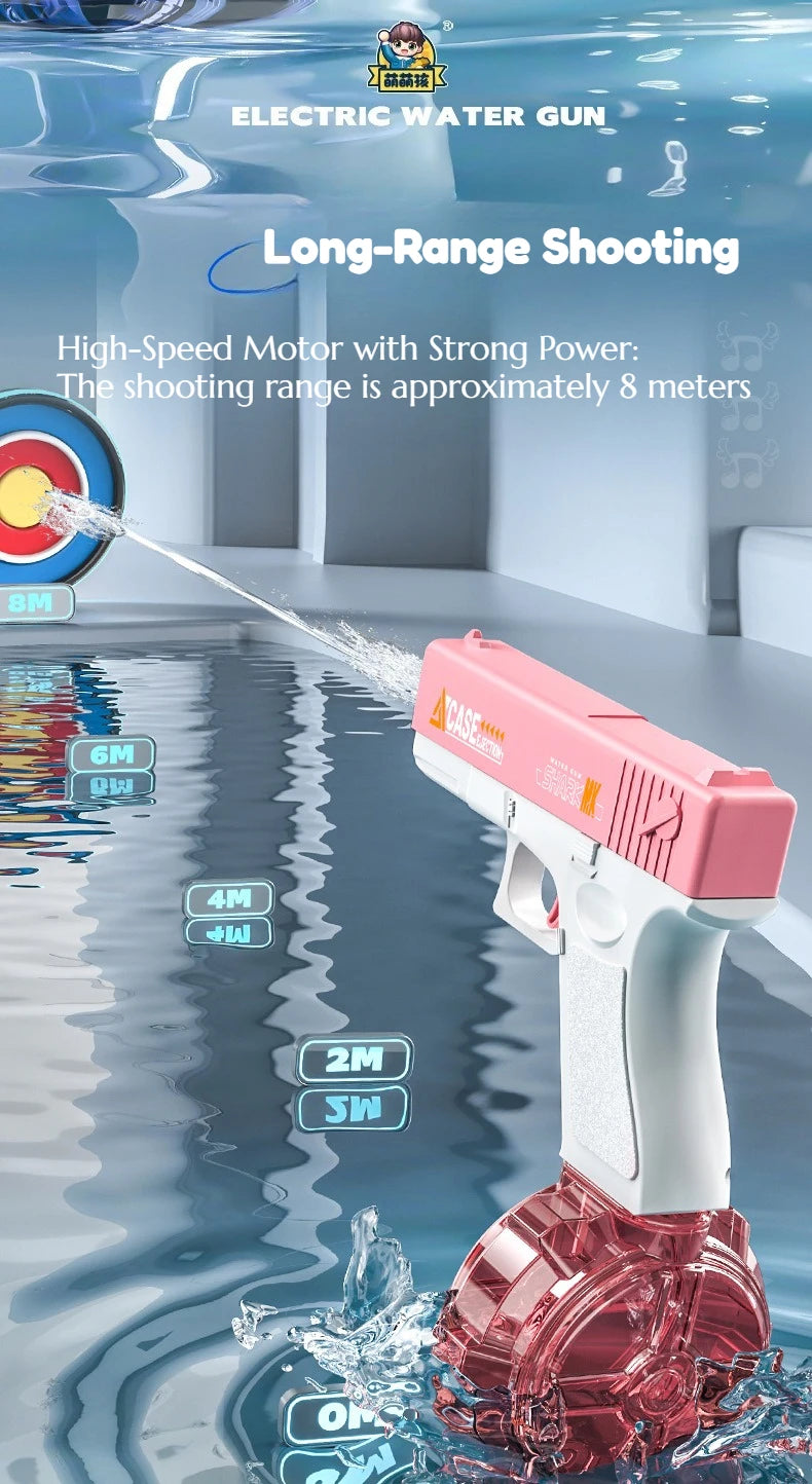 Pistola ad acqua elettrica - Giocattolo estivo completamente automatico per bambini, adolescenti e adulti | Pistola da gioco divertente da spiaggia