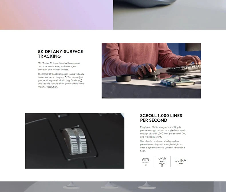 Mouse wireless Logitech – Mouse ergonomico Bluetooth MX Master 3S con controllo multi-dispositivo e flusso di lavoro multi-schermo per laptop e desktop