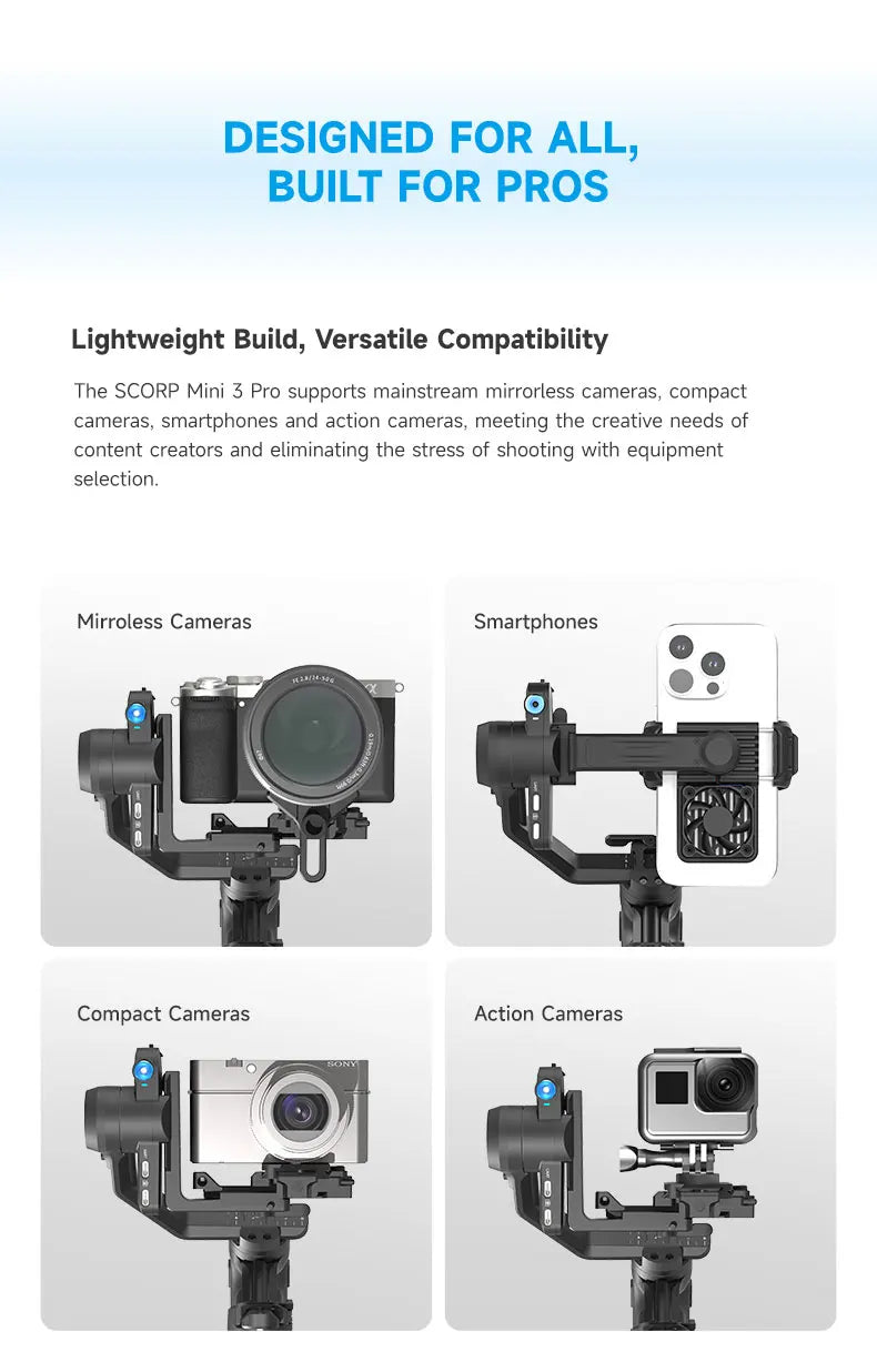 FeiyuTech Stabilizer Mini – Gimbal per smartphone a 3 assi con tracciamento AI, modulo intelligente integrato per fotocamere Mini 3 e Mini 3 Pro