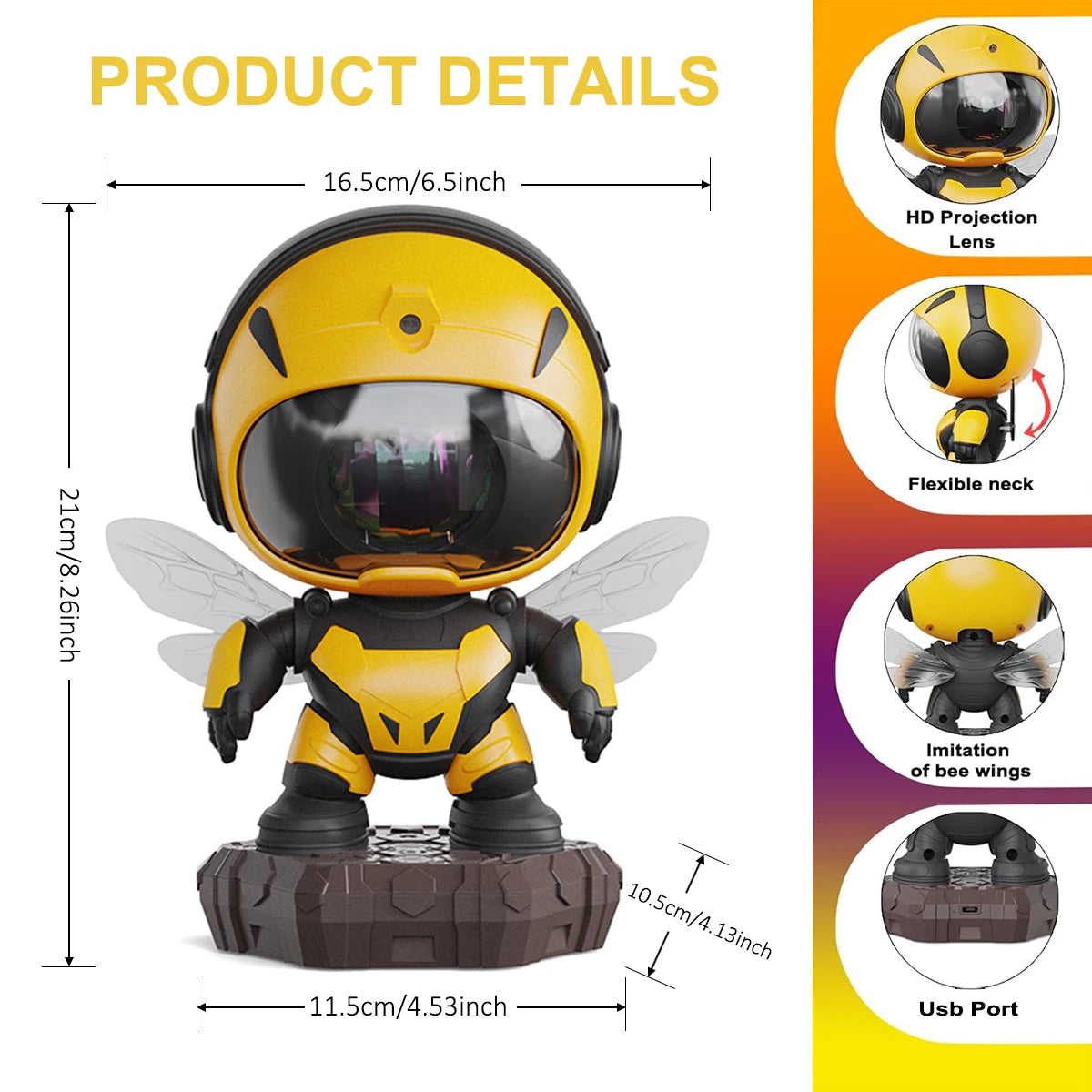 Bee Astronaut - Proiettore di stelle con effetti nebulosi, lampada da soffitto a LED per bambini con telecomando e timer