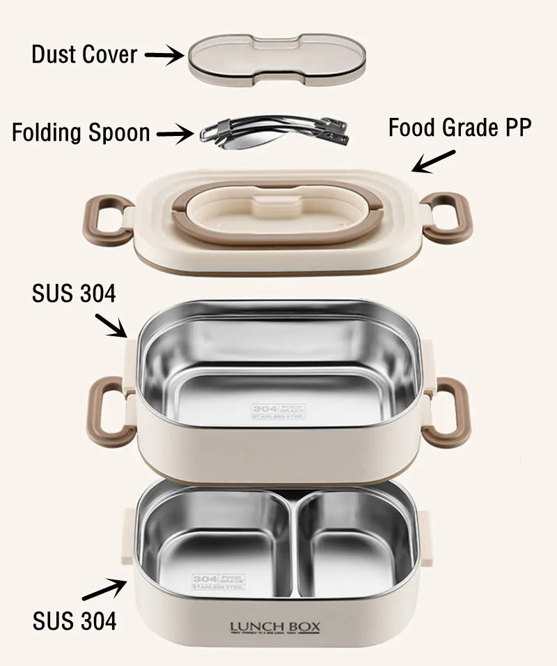 Bento Box Termico - Contenitore per il Pranzo in Acciaio Inox 304 a Doppio Strato da 1500 ml con Borsa Isolante, Conservazione degli Alimenti a Tenuta Stagna per Adulti e Studenti