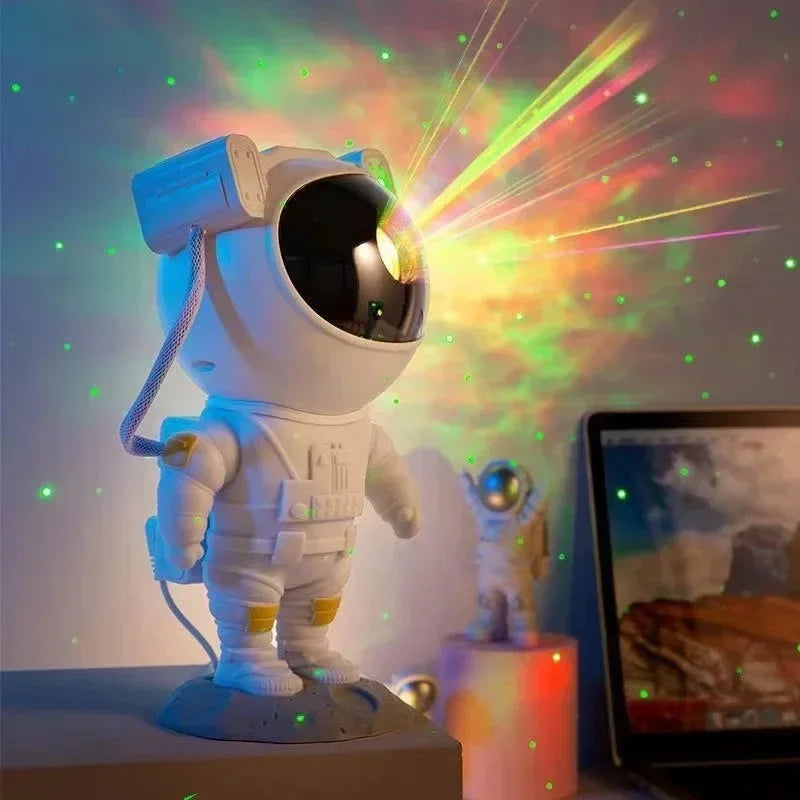 Lampada Spaceman - Proiettore di luce notturna a sette colori con 8 effetti nebulosa, proiezione di stelle con telecomando per uso interno in camera da letto