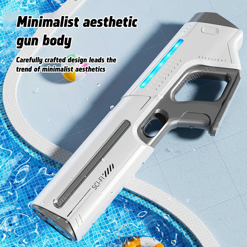 Water Blaster Pro – Pistola ad acqua elettrica completamente automatica con grande capacità e sistema autoassorbente | Giocattolo estivo da esterno per bambini