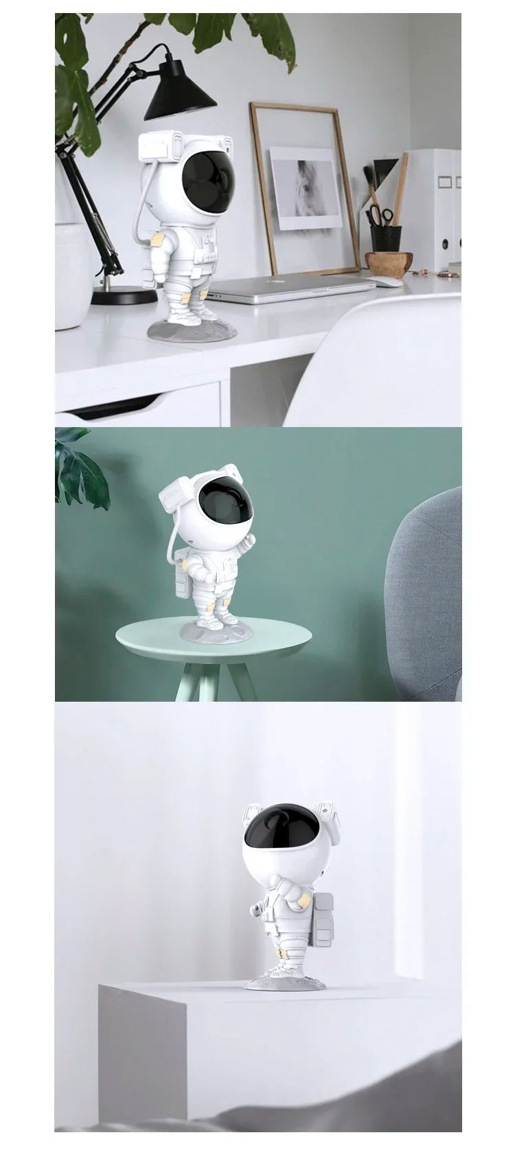 Lampada Spaceman - Proiettore di luce notturna a sette colori con 8 effetti nebulosa, proiezione di stelle con telecomando per uso interno in camera da letto