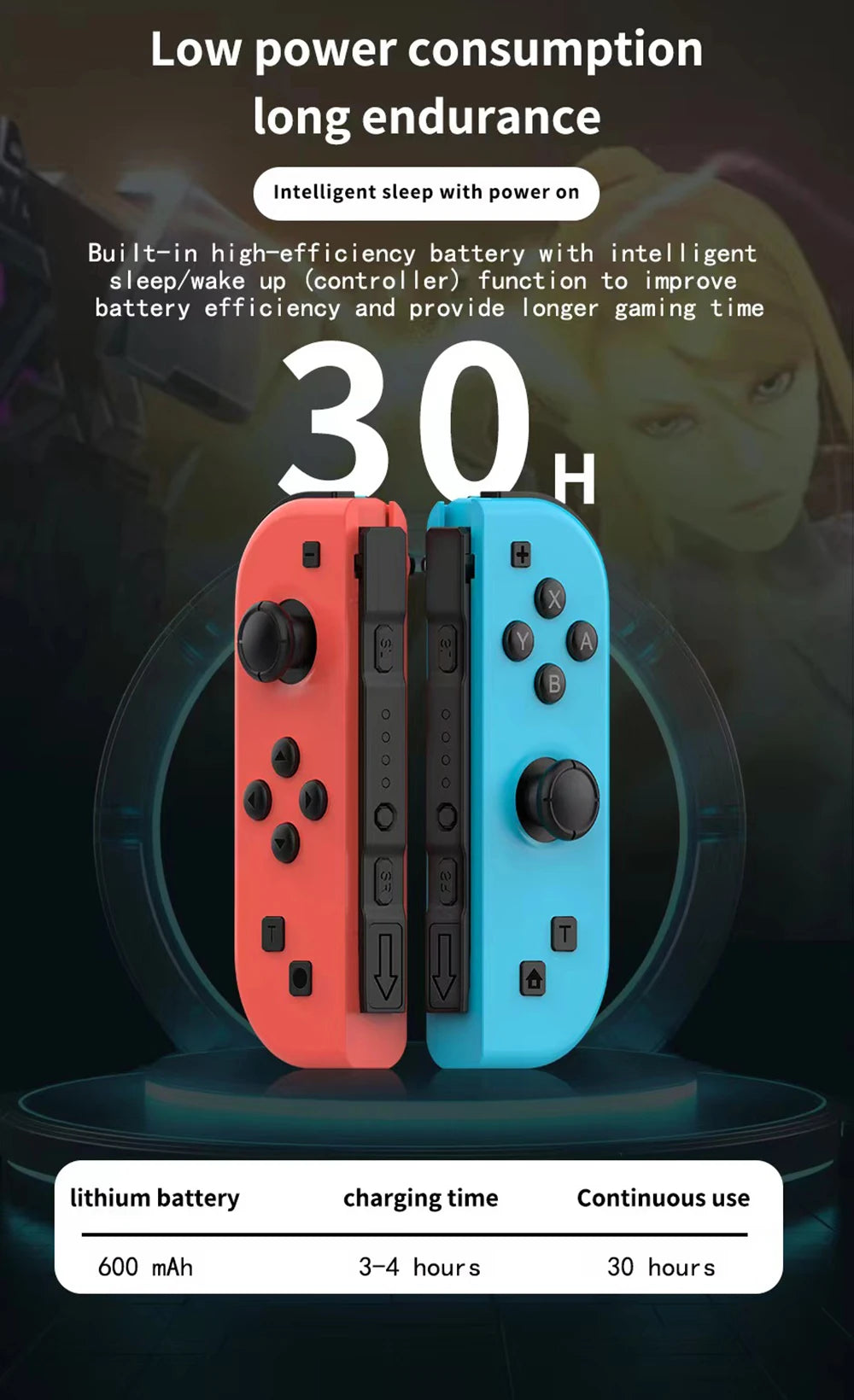 Controller NS Joycons – Gamepad wireless Bluetooth per Switch, vibrazione, turbo, riattivazione, impugnatura da gioco e controllo joystick