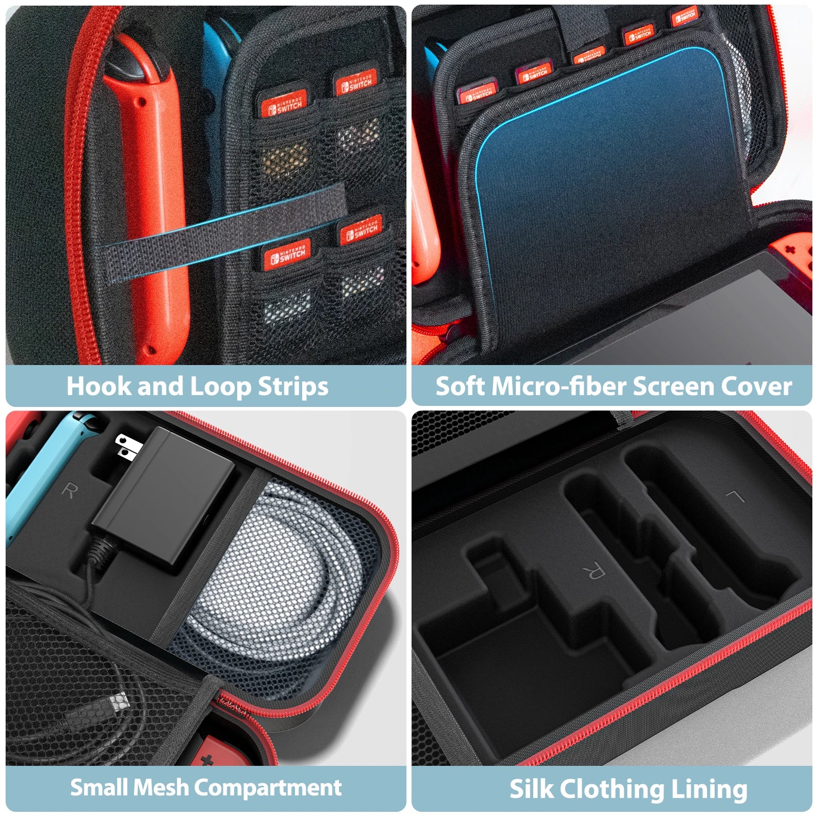 OIVO Switch Case – Borsa grande per Nintendo Switch e OLED, custodia da viaggio impermeabile, organizer protettivo antigraffio