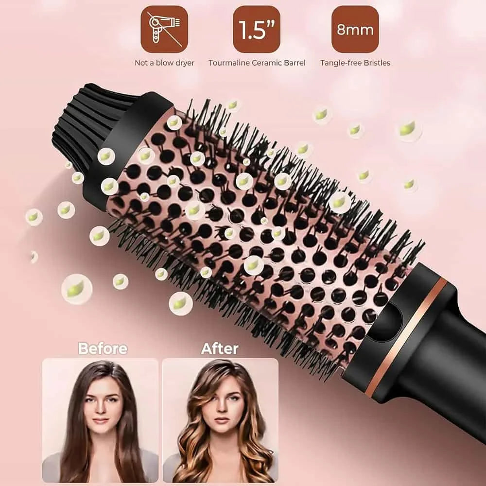 Arricciacapelli 3 in 1, spazzola lisciante, ferro arricciacapelli termico in ceramica, pettine volumizzante con doppio riscaldatore PTC, strumento professionale per lo styling riscaldato