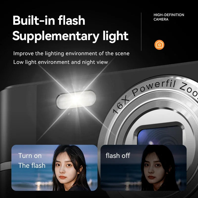 Fotocamera digitale Xiaomi: videoregistratore compatto 4K 50MP con zoom 16x, anti-vibrazione, flash e funzioni di ripresa all'aperto