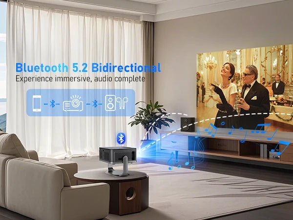 XIWBSY T08 Projector – 35,000 Lumens Daylight Projection, Android 12.0 Smart System, 8K Decode, Autofocus, 2025 Edition