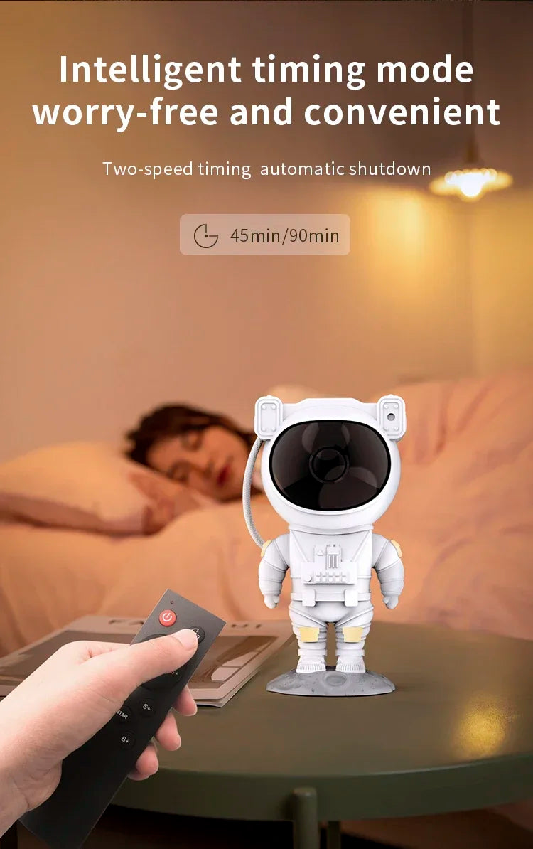 Lampada Spaceman - Proiettore di luce notturna a sette colori con 8 effetti nebulosa, proiezione di stelle con telecomando per uso interno in camera da letto