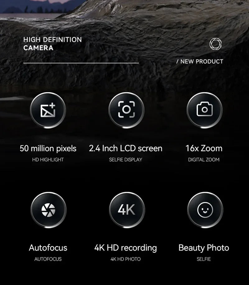 Fotocamera digitale Xiaomi: videoregistratore compatto 4K 50MP con zoom 16x, anti-vibrazione, flash e funzioni di ripresa all'aperto
