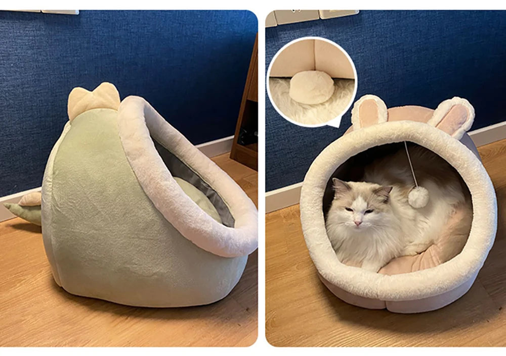 Letto per dormire profondamente – Cuccia pieghevole per animali domestici con motivo a cartoni animati, materassino rimovibile e lavabile per gatti e cani di piccola taglia