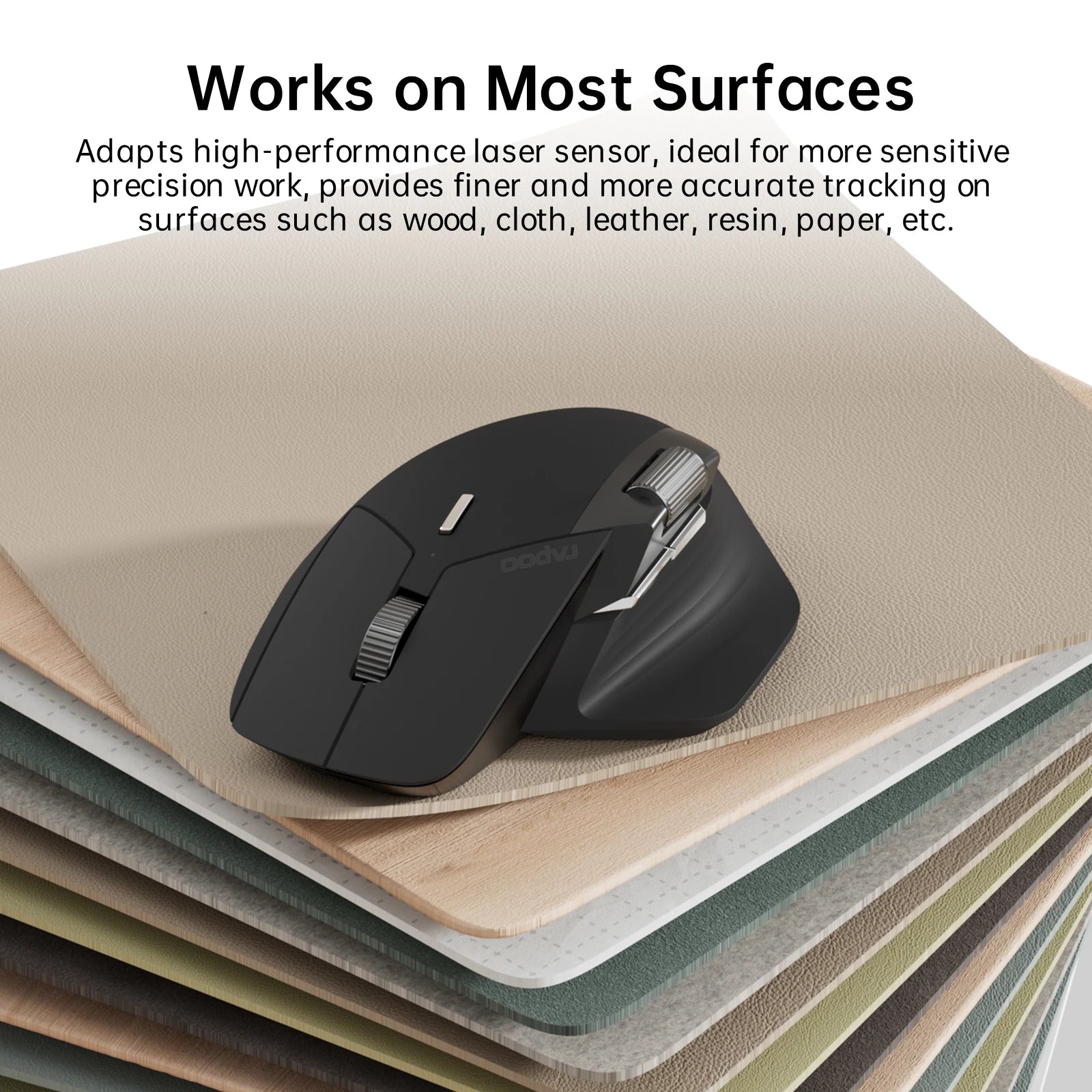 Mouse wireless ergonomico – Mouse ricaricabile multimodale Rapoo MT760L, 4000 DPI, supporta fino a 4 dispositivi tramite Bluetooth e 2.4G