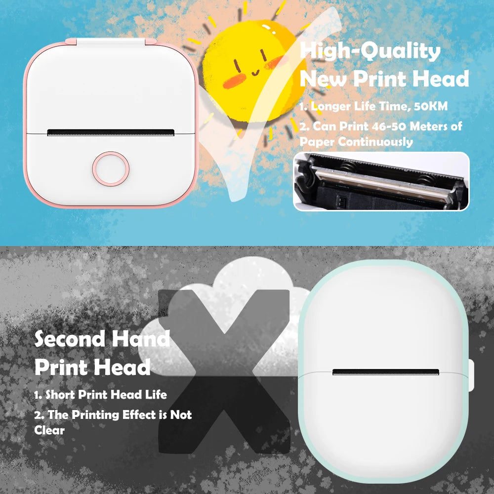 Phomemo Mini Printer – Stampante termica portatile 203 dpi, Bluetooth wireless, cavo USB incluso, stampa foto, etichette, promemoria e liste di cose da fare