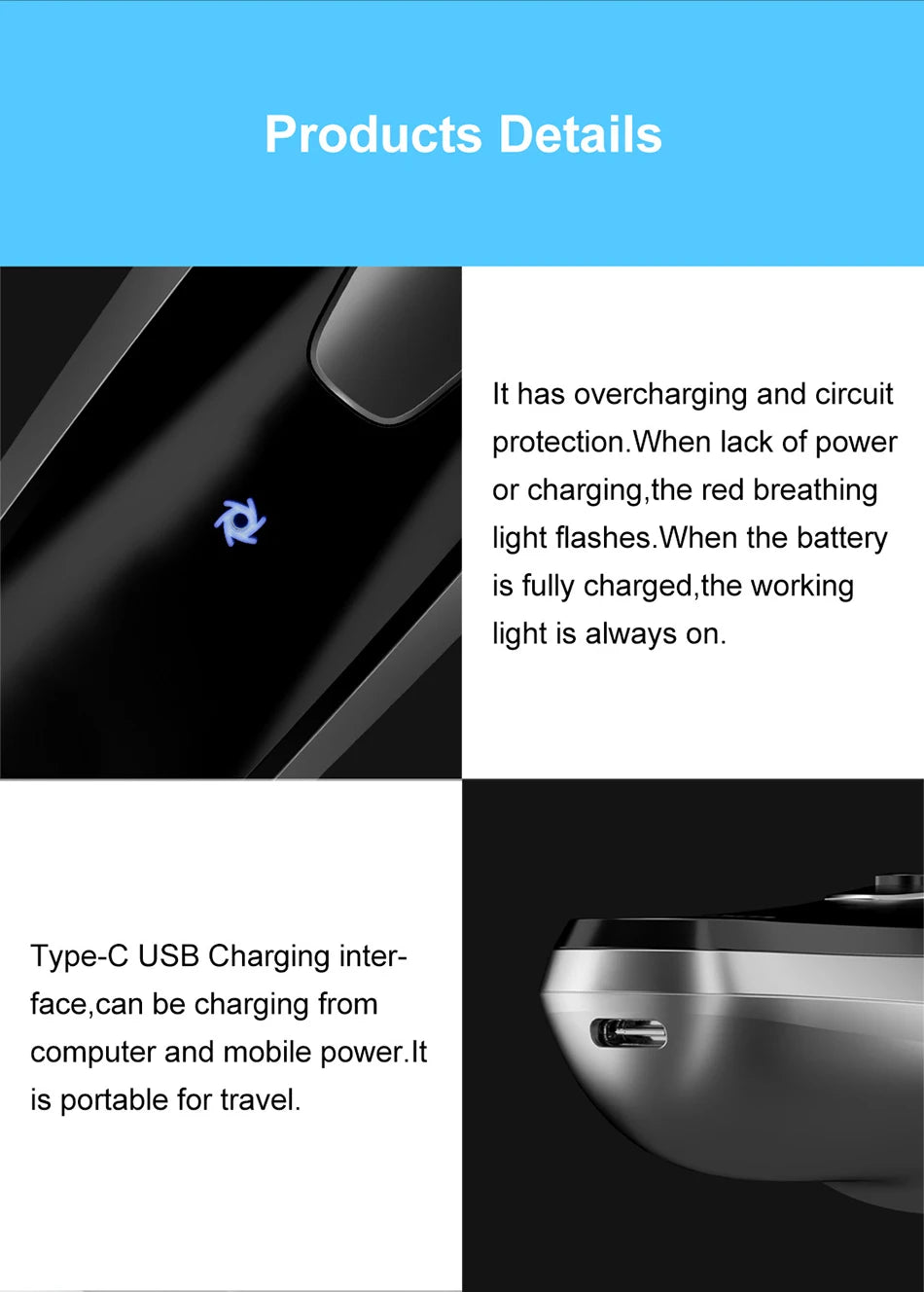 ENCHEN Rasoio Rotante - Rasoio Elettrico da Uomo Blackstone 3D con Lama Galleggiante | Regolabarba Ricaricabile USB-C e Lavabile