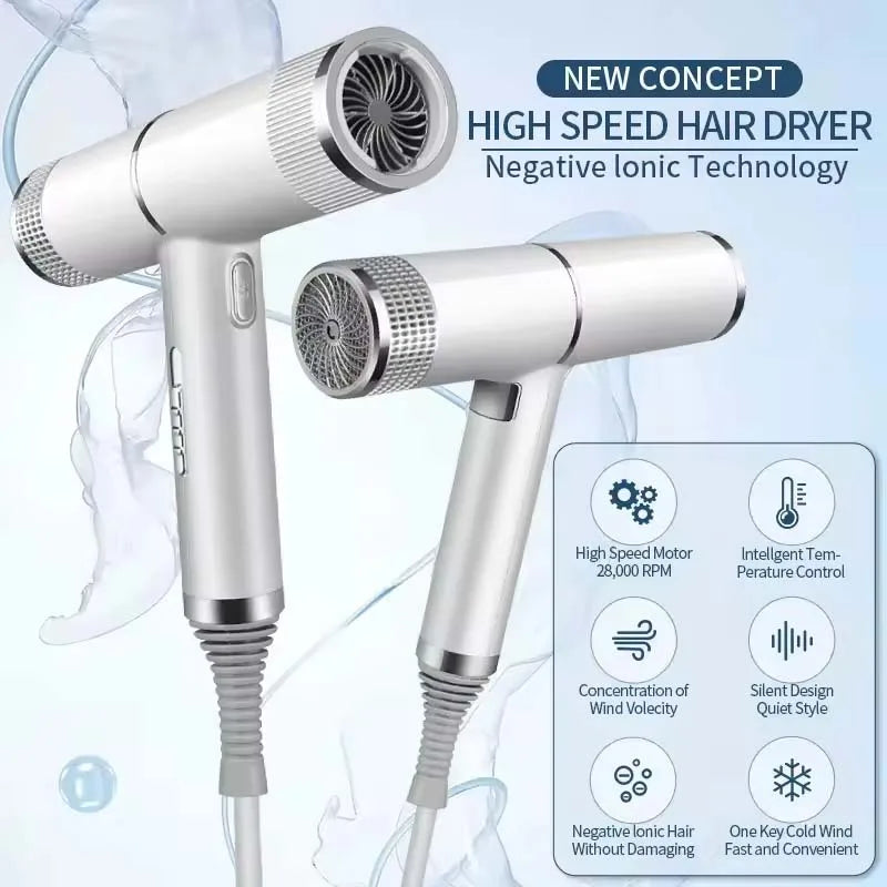Asciugacapelli – Tecnologia professionale agli ioni negativi, asciugatura rapida, silenzioso, strumento per lo styling compatto e portatile