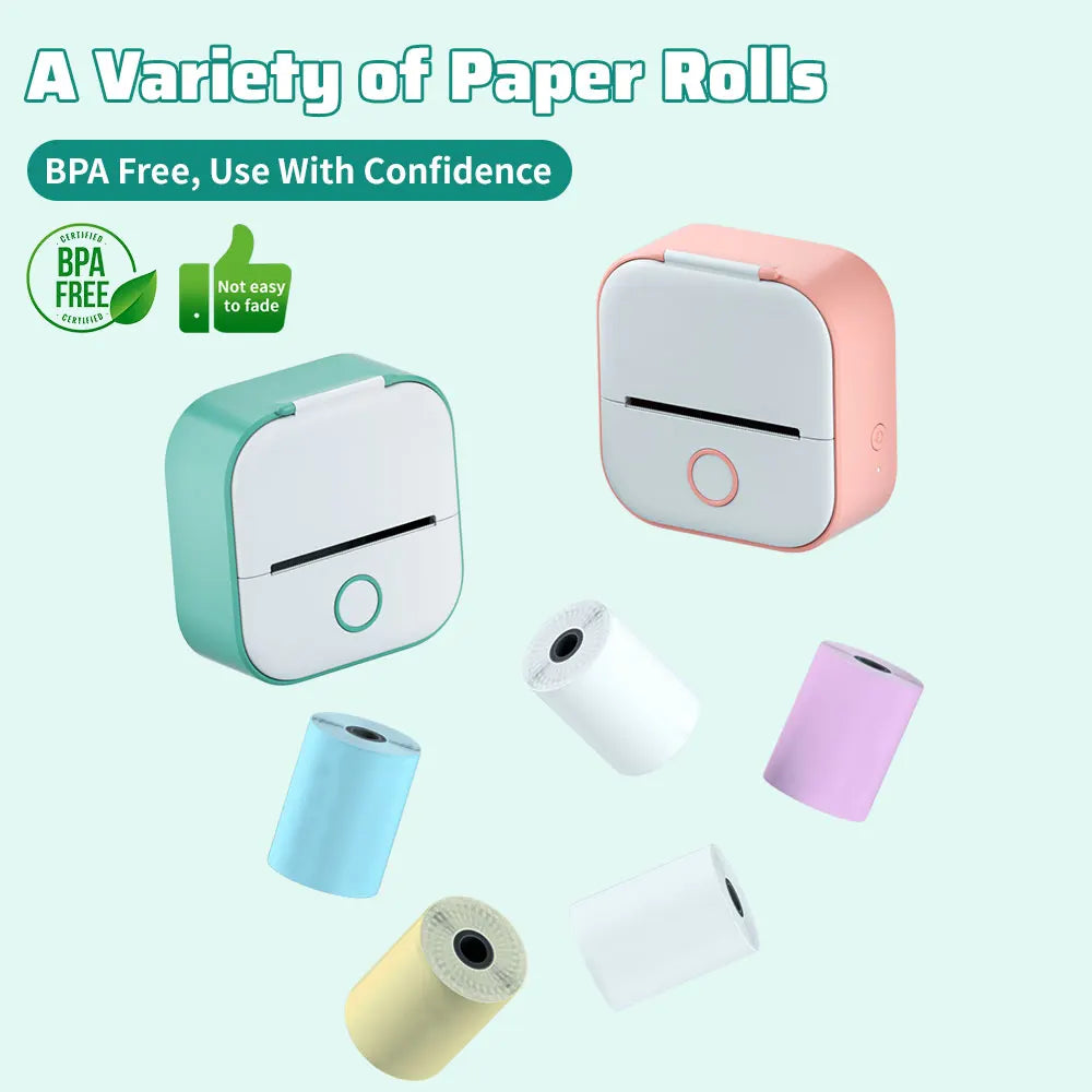 Phomemo Mini Printer – Stampante termica portatile 203 dpi, Bluetooth wireless, cavo USB incluso, stampa foto, etichette, promemoria e liste di cose da fare