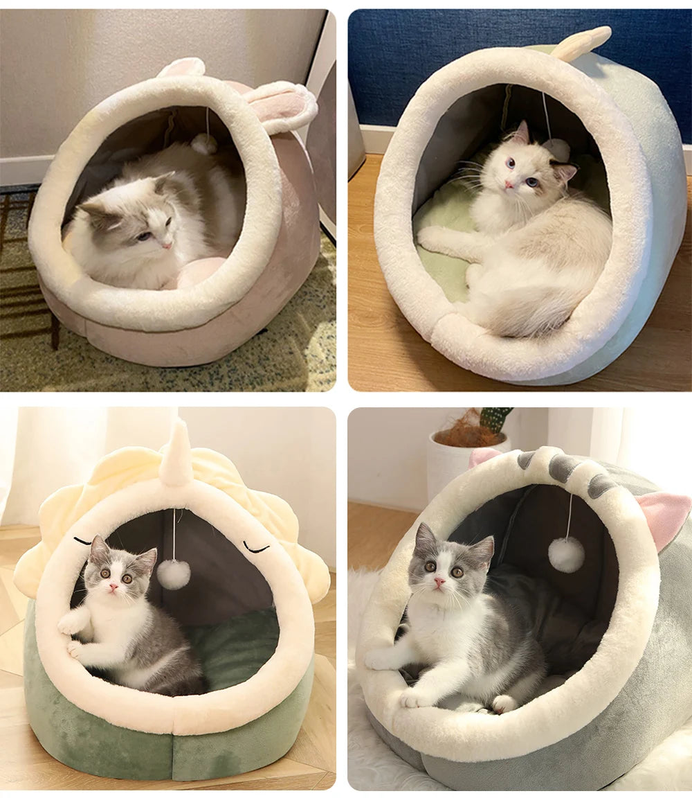 Letto per dormire profondamente – Cuccia pieghevole per animali domestici con motivo a cartoni animati, materassino rimovibile e lavabile per gatti e cani di piccola taglia