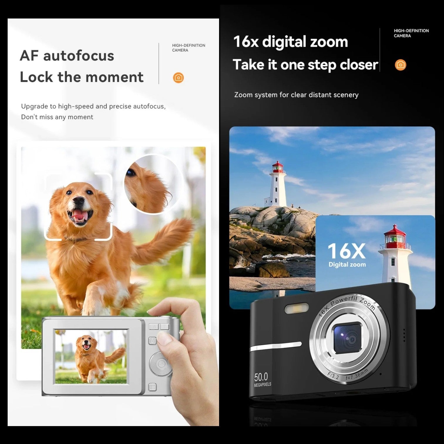 Fotocamera digitale Xiaomi: videoregistratore compatto 4K 50MP con zoom 16x, anti-vibrazione, flash e funzioni di ripresa all'aperto