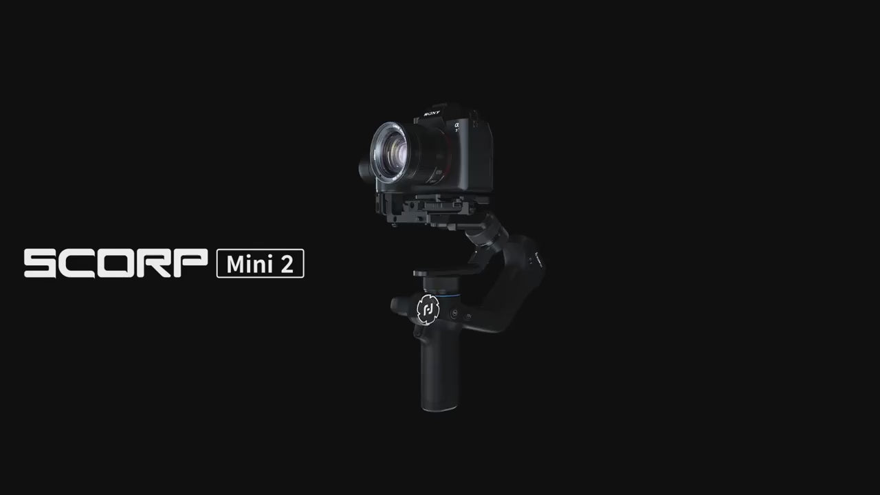 FeiyuTech SCORP Mini 2 – Kit Gimbal, Stabilizzatore a 3 assi per fotocamere mirrorless, smartphone, action cam, con tracciamento AI, luce di riempimento magnetica, carico massimo 1,2 kg